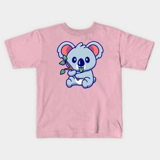 Cute Koala Eating Leaf Kids T-Shirt